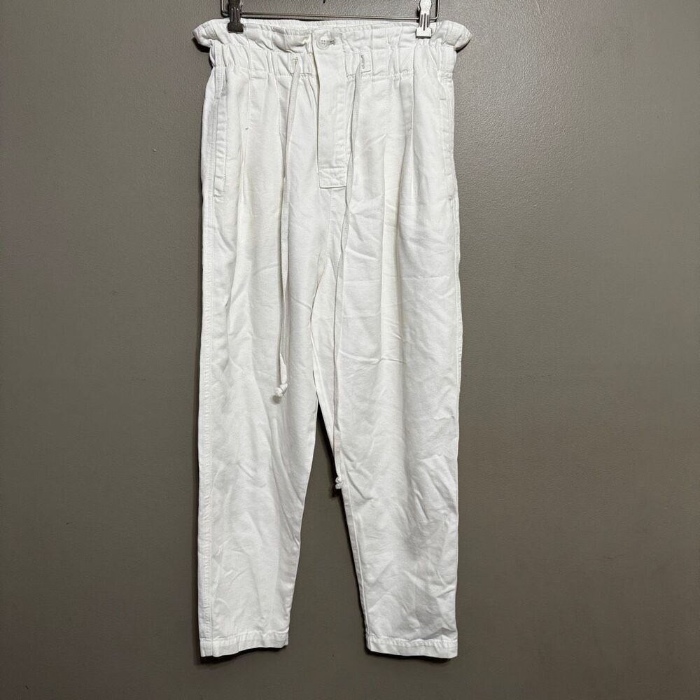 Free People  Margate Pleated Pull On Trouser Paper Bag Color White Size Small